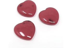 Innovative Surface Art Red Jade Stone Heart with Dark Imperfections - Set of 3 - Decorative Set - Valentines - Love - Some Slight Divots - Fun Pocket Stones - Gifts - Party - Wedding (30mm)