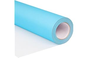 Shindel Blue Wrapping Paper Roll, 17.5" x 393"(32.8') Light Blue Bulletin Board Paper for Christmas Gift Wrapping Parcel Wall Art Crafts DIY Bouquet