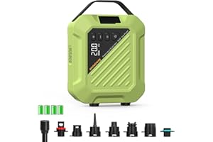 ANOUTWAY 20PSI High Pressure Smart SUP Air Pump, Rechargeable Battery-Powered, Intelligent Dual Stage Inflation & Deflation,Auto-Off &12V DC Car Connector for Stand Up Paddle Boards,Surfing Kite, Tent