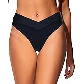 Zmart Women V Cut Cheeky Bikini Bottom - High Cut Bathing Suit Bottom Mid Rise Swim Bottoms Swimsuit