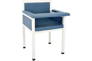 Vivacomfort Luxe Upholstered Blood Drawing Chair – Padded Phlebotomy Seat w/Adjustable Armrest & Steel Framing – Ideal for Hospitals & Medical Facilities (Blue)