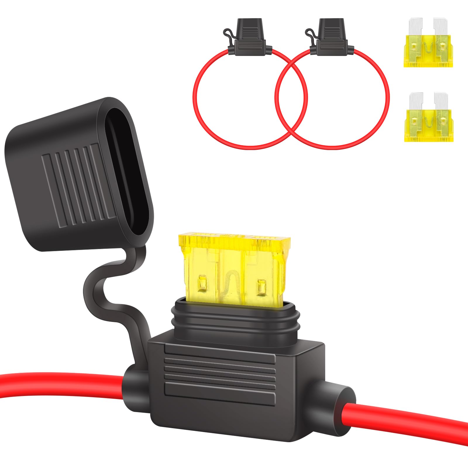 JatilEr Inline Fuse 12v Standard, Blade, Waterproof Copper Wire 20A for Car/Truck/Motorcycle/Boat