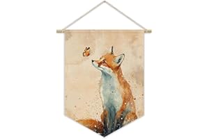 XYDEG Woodland Nursery Decor,Fox Fall Decor Canvas Banner,Kids Room Decor,Canvas Banner For Kids room,Canvas Hanging Pennant Flag Banner For Bedroom Classroom,Gift For Fox Lover