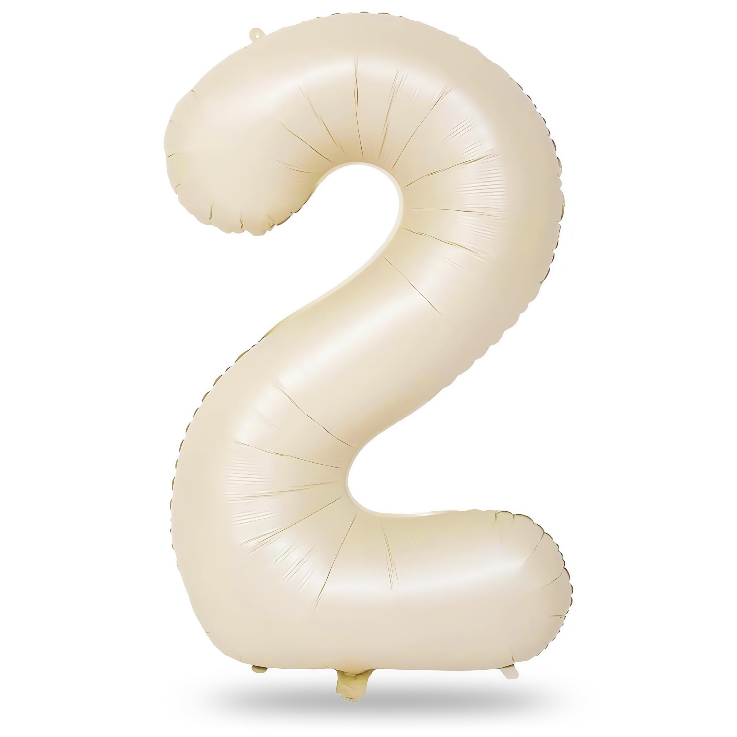 Photo 1 of Cream 2 Balloons, 40 Inch Giant Helium Foil Number 0-9 Beige 2th Birthday Balloon for Boys Girls, Self Inflating White Sand Digit 2 Balloons for Women Men Anniversary Party Decorations Supplies