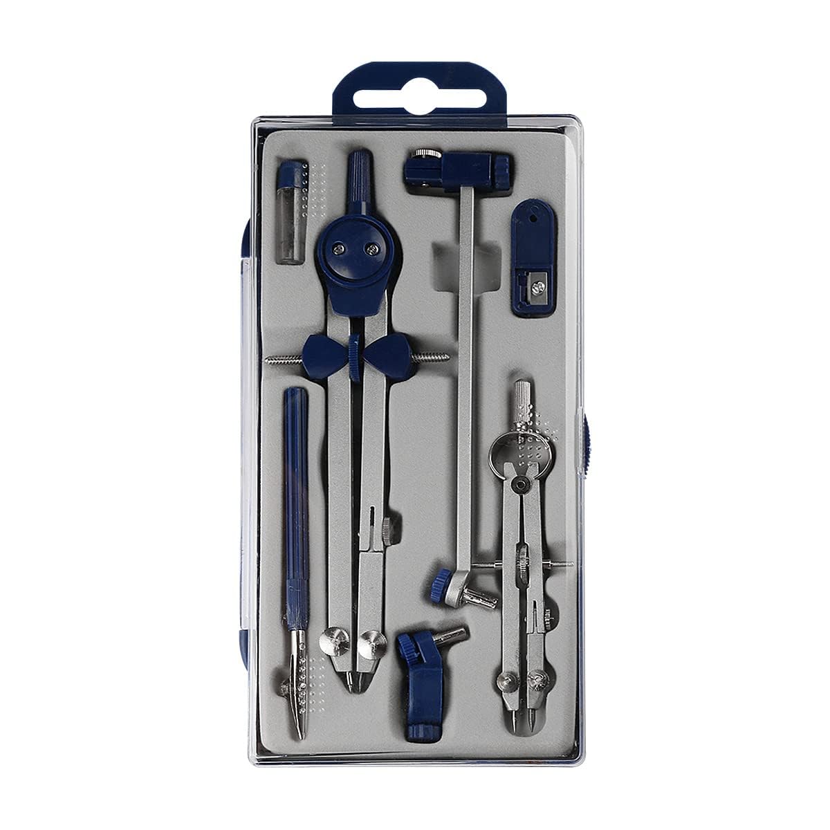 Jagowa 7-Piece Geometry Set with School Compass, Math Drafting Dividers, Center Wheel, and Woodworking Tools; Ideal for Students and Engineers