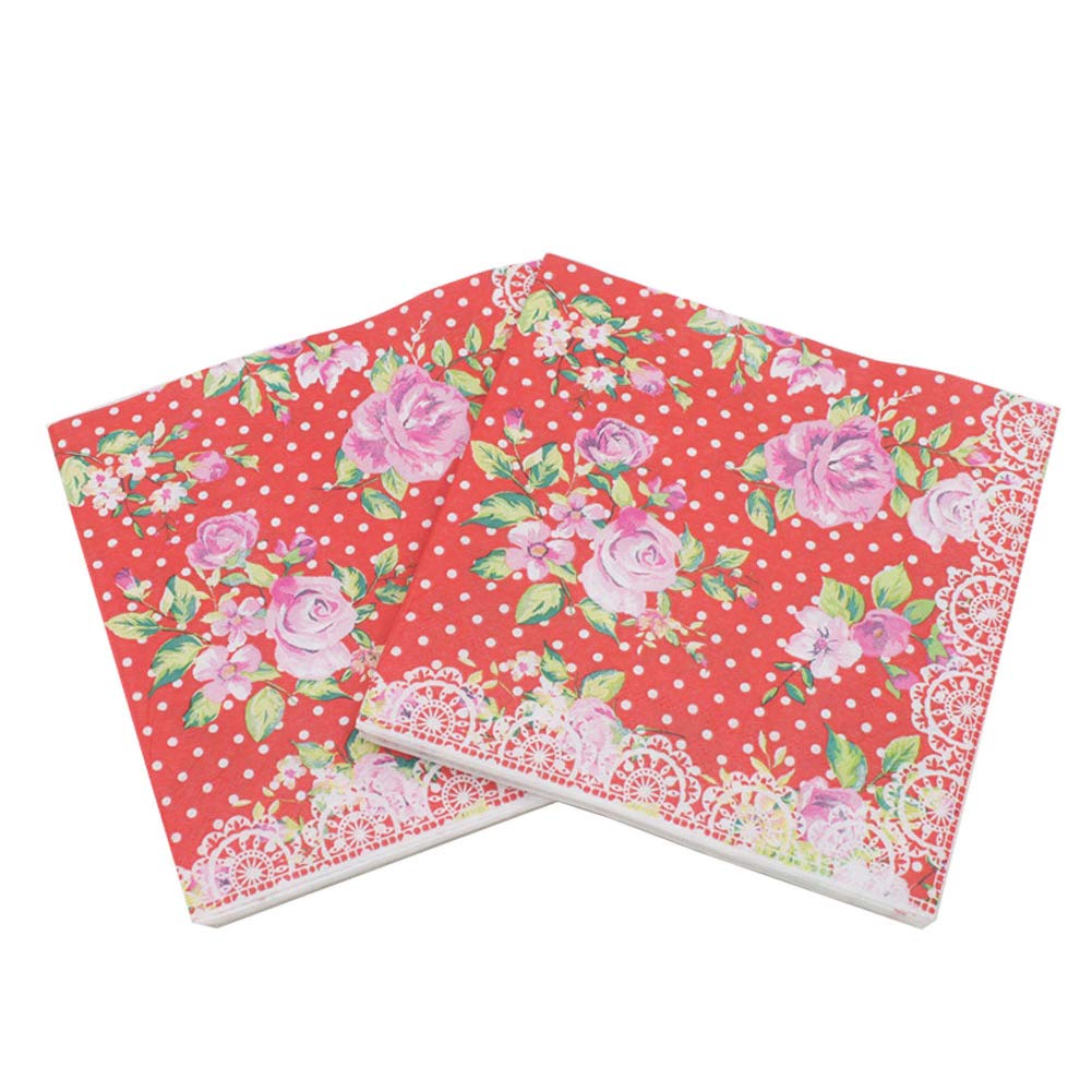 20 hojas/paquete Serie de flores de amor de mariposa Servilletas