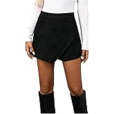 Floerns Women's Casual Asymmetrical Hem Corduroy Shorts Straight Leg Work Mini Skorts