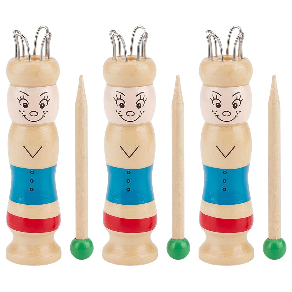 OLYCRAFT 3 Set French Knitter Colorful Spool Knitting Doll DIY Knitting Spool with Needle Wooden Crochet Machine for Spool Knitting Loom DIY Crafts Making Starter Supplies