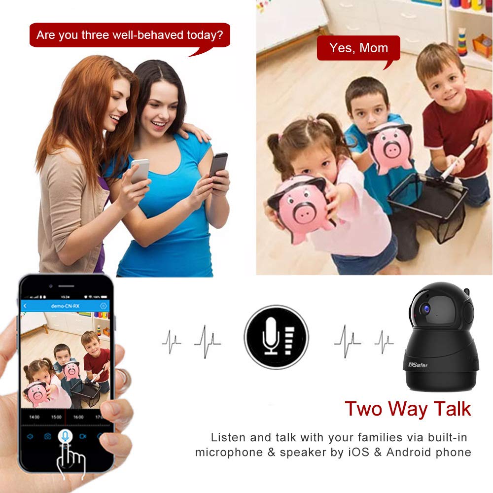 Pet Camera, WiFi Camera with 2 Way Audio, 2.4ghz 1080P HD Indoor WiFi IP Cameras for Home Security, Night Vision Wireless Camera with Motion Detection for Dogs Baby from DSafer, Black