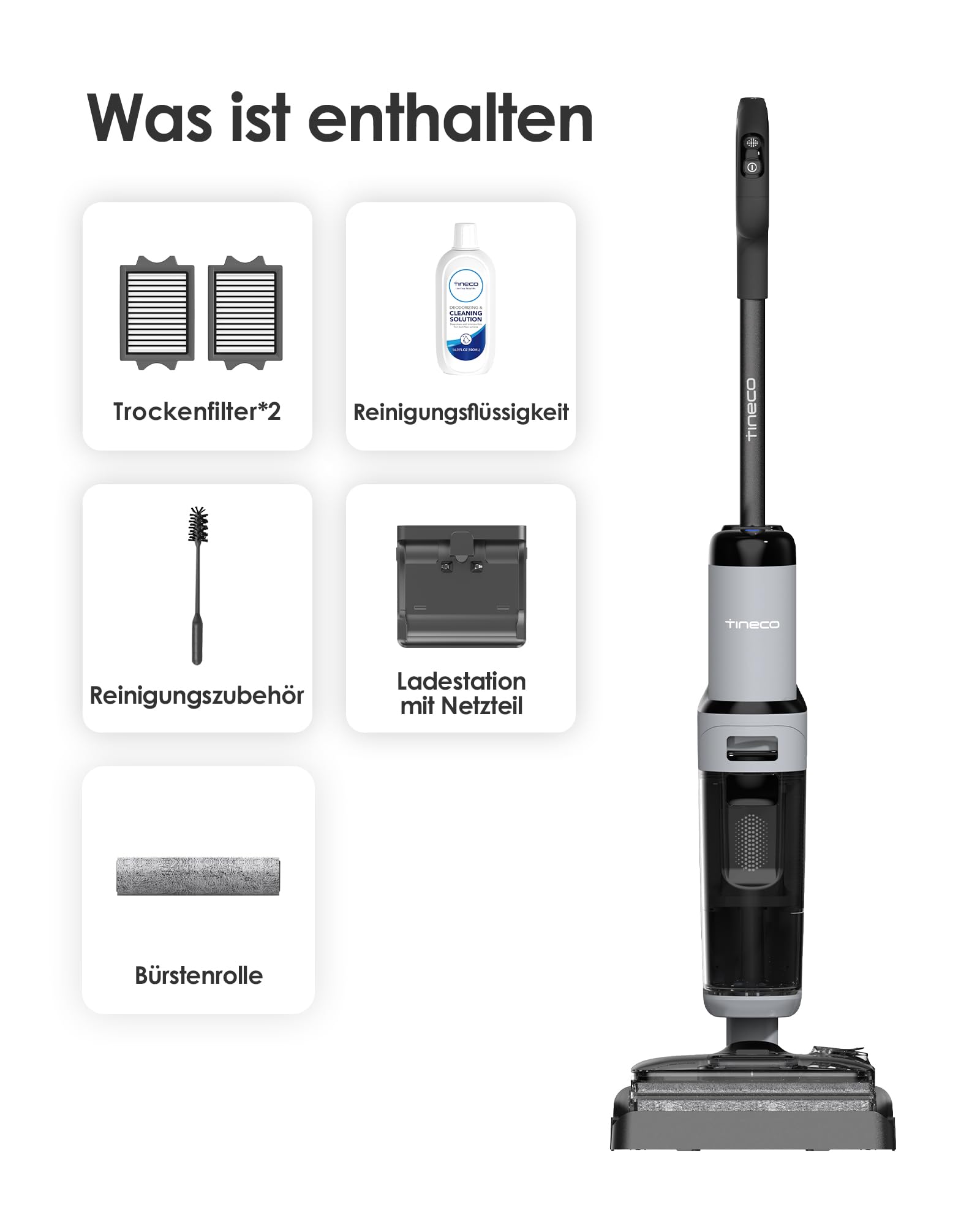 Tineco FLOOR ONE i5 Stretch Nass Trockensauger, 2‑in‑1 Saugen & Wischen, 180° Lay-Flat Waschsauger, 20kPa Saugkraft, Beidseitige Kantenreinigung, 30 Min Laufzeit, Anti-Tangle staubsauger für Tierhaare 9