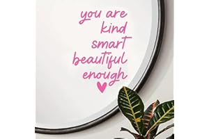 2 Pack 6.3"X5.5" Pink Mirror Decal, 3D Vinyl Mirror Decal for Bathroom Decor Accessories or Girl Vanity/Room Decor,Positive A