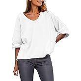 Dokotoo Womens Summer Tops Casual Crewneck Short Sleeve T Shirts for Women Solid Oversized Blouses Tops