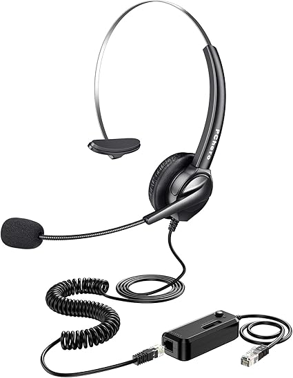 Amazon Pchero 電話ヘッドセット Ciscoシリーズip電話ヘッドフォン ハンズフリーコールセンターコード付きヘッドフォン マイク付き 固定電話用ヘッドセット 携帯 販売 保険 病院 通信事業者などのためのrj9四つピンコネクタ付 在宅勤務 テレワーク 長さ 約0cm 電話