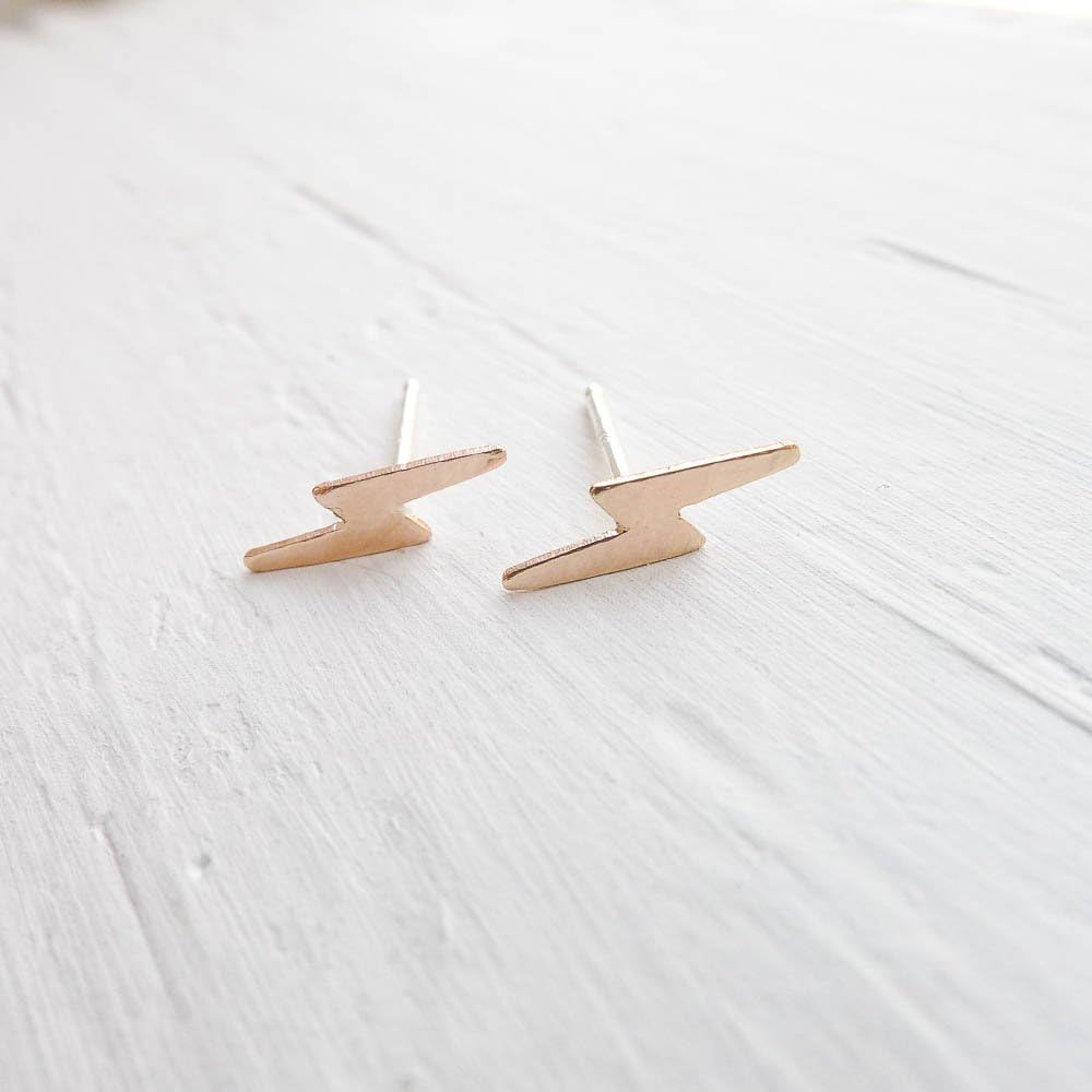 Gold Lightning Stud Earrings