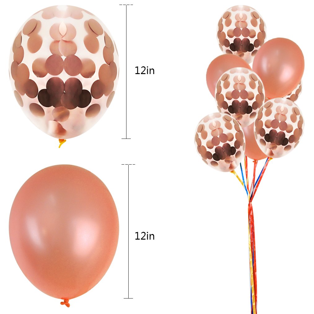 30 pcs Rose Gold Balloons,baotongle Confetti Balloon Set for Bridal Shower Decorations, Birthday Party 12 inch