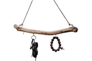 Bikini Rack, Driftwood Wall Art with 5 Hooks Natural Wood Key Rack & Necklace Hanger, 15in Rustic Wall Organizer for Entryway