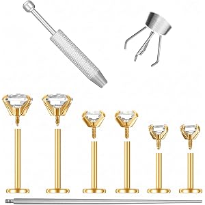 6PCS Gold Helix Flat Back Earrings Cartilage Piercing Jewelry 20G/18G/16G | Anti-sensitive, Stainless steel, Cartilage Earrin