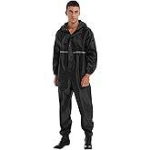 ranrann Motorcycle Rain Suit for Men & Women One Piece Waterproof Coveralls Reflective Strip Rainsuit