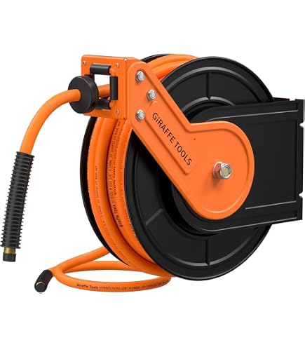 Enrouleur De Tuyau D'air GLAHODEN Rétractable – 20,3 M, 3/8", 300 Psi, Avec Câble 1,8 M, Fermé, Pour Compresseur