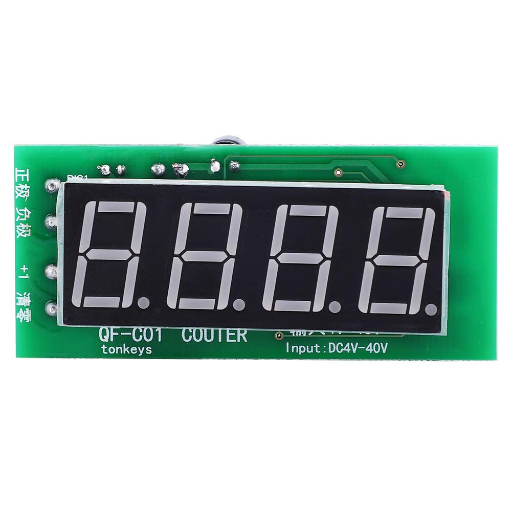 Fafeicy 4 Digit Digital Display, DC 4-40V Counter Module 0-9999 Counting Range with Memory Function for Electrical Equipment