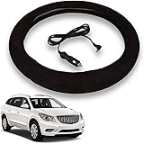 VaygWay Heated Steering Wheel Cover- 12V Black Warmer Car Steering Heater- 15 inch Electrical Wheel Cover