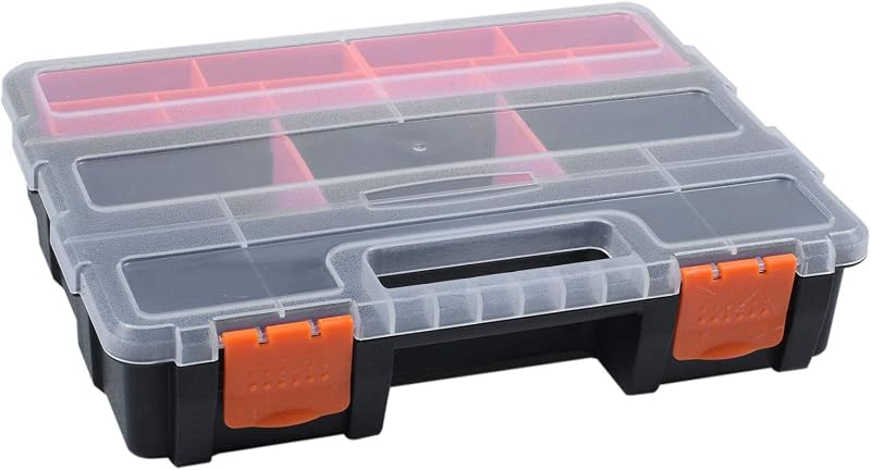 Hausdec F-290 Portable Plastic Tool Parts Storage Organizer Box Compartments