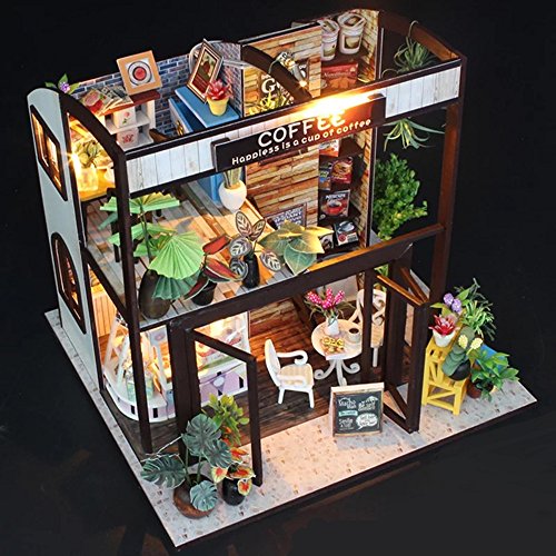 Flever Dollhouse Miniature DIY House Kit Creative Room with Furniture for Romantic Valentine's Gift(Time of Coffee) - Image 4