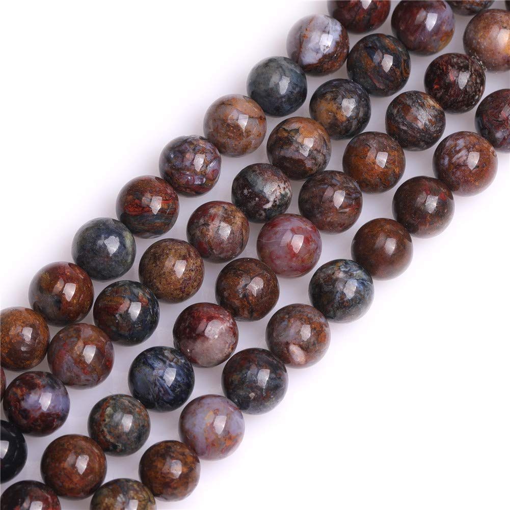 GEM-Inside Natural AA Grade 8mm Brown Pietersite Round Gemstone Semi Precious Loose Beads for Jewellery Making 15''