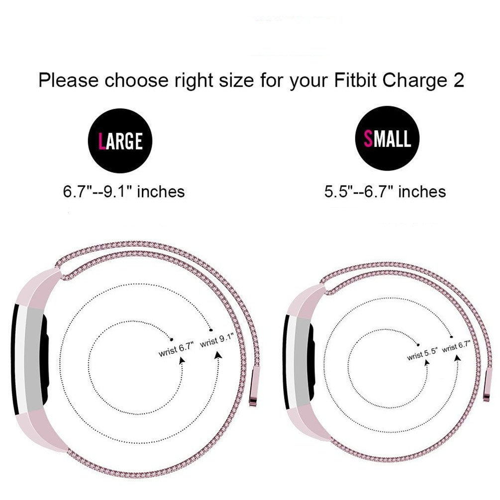 IOQSOF For Fitbit Charge 2 Bands, Milanese Loop Stainless Steel Bracelet Smart Watch Strap Newest Style Replacement Wristband for Fitbit Charge 2 Women and Men Large Small