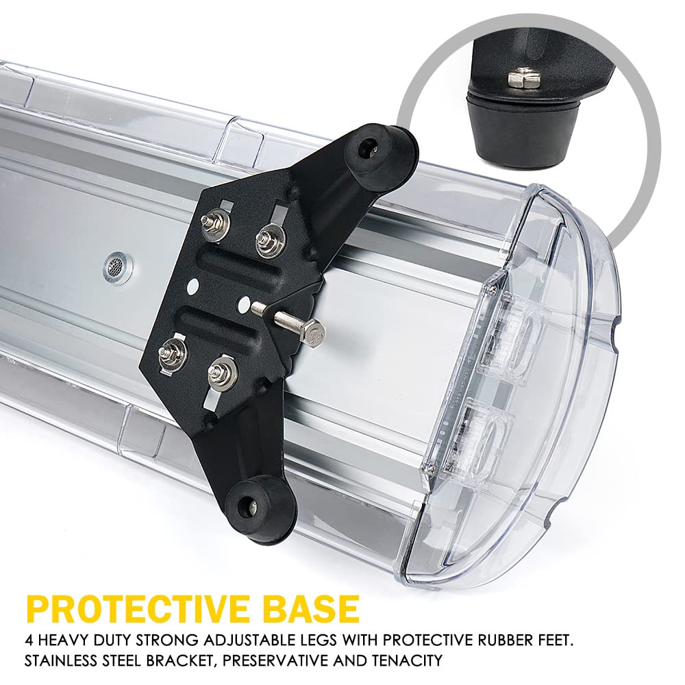 Xprite 48 Inch LED Rooftop Emergency Strobe Warning Lights Bar w/Adjustable Mounting Brackets, for Vehicles, Security, Law Enforcement, Snowplow, Tow Trucks, Crane, Construction Cars - White Amber