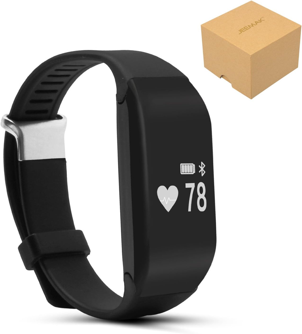 Jeemak 0.49” OLED Smart Bracelet Heart Rate Monitor Pedometer Activity Fitness Tracker Sleep Monitor Bluetooth 4.0 Wristband with app for iOS & Android Smartphone