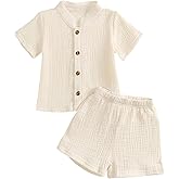 SHIBAOZI Baby Boy Clothes Set Band-collar Button Down Shirts Tops + Shorts Cotton Guaze Infant Toddler Summer Outfit