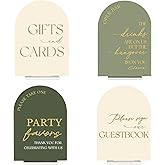Set of 4 Acrylic Wedding Signs - 5 x 7 Inch Sage & Forest Green Wedding Signage Decor with Stands, Gold Lettering, Guest Book, Cards & Gifts, Open Bar, Favors for Ceremony & Reception