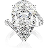 925 Sterling Silver Shiny Full Diamond Gemstone Ring Cubic Zirconia Rings Water Drop CZ Diamond Multi Row Ring Eternity Engagement Wedding Band Ring for Women (US Code 8)