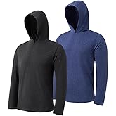 2PC Men's Athletic Hooded Shirts – Dry Fit Long Sleeve for Gym, Fishing & Sun Protection