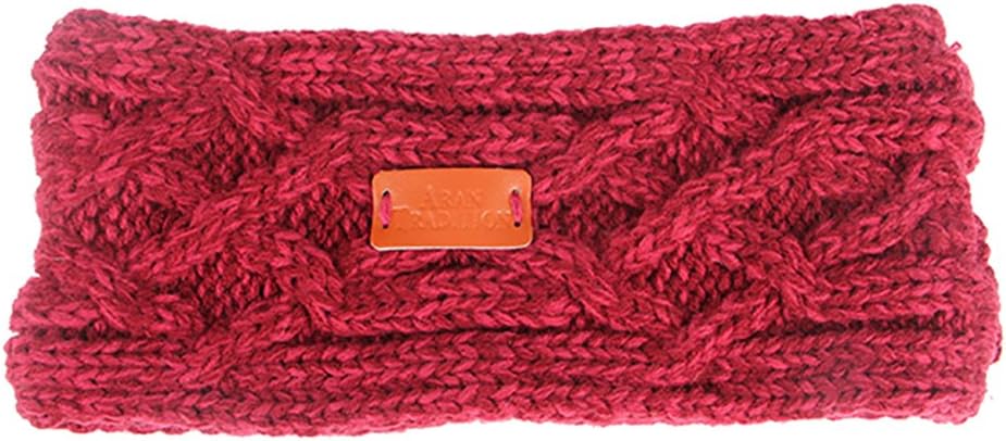 Aran Traditions Cable Knitted Style Headband (Raspberry)