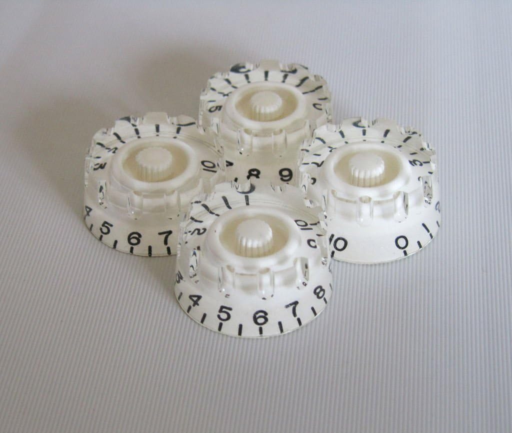 bangdan Knurled Guitar Knobs Control Knobs Speed Knob for Les Paul, 4pcs white