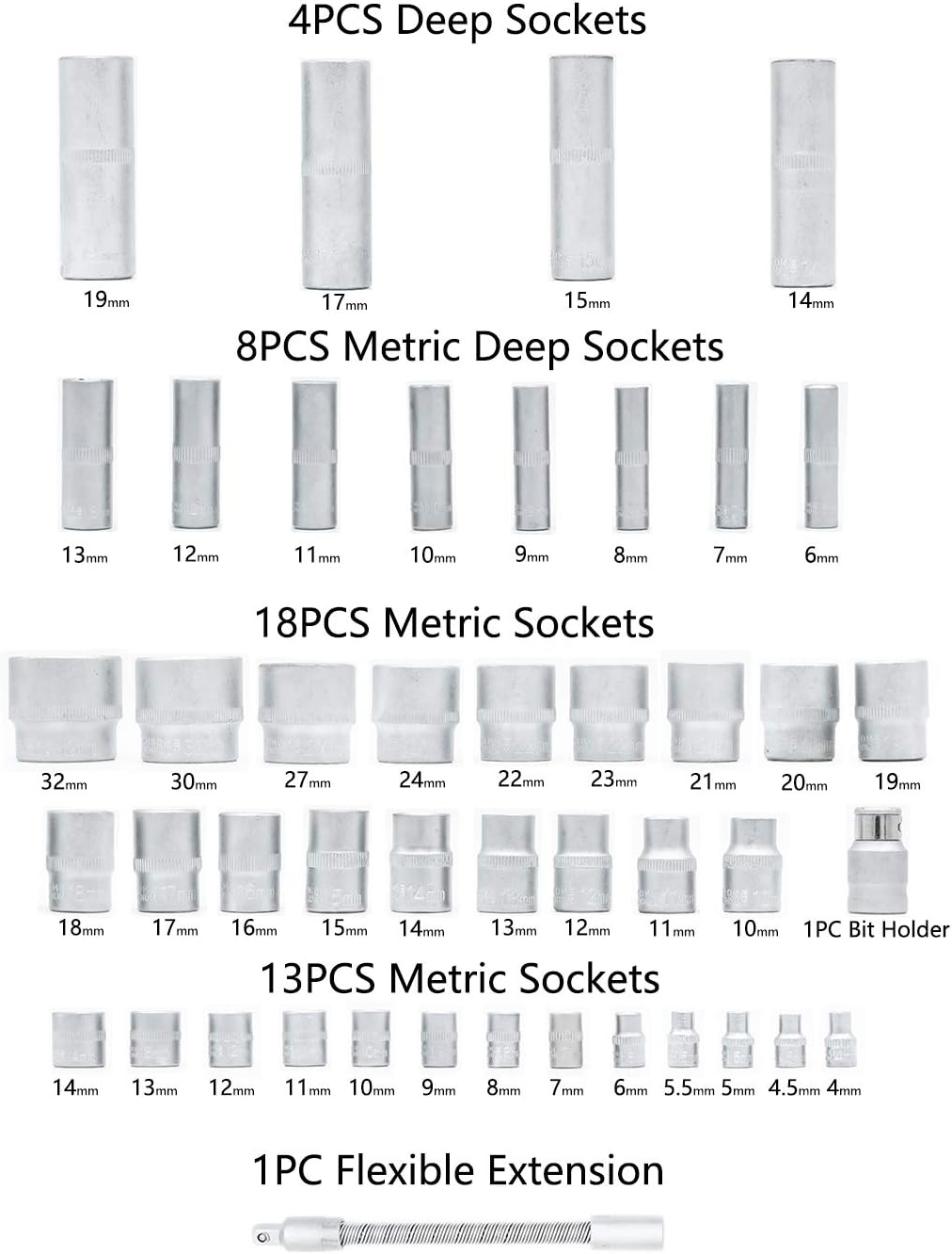 Driving Wrench 94pcs Set Drill Adapter And Suitcase Cr V Texture Of Material 3 8 1 2 Drive Bit Socket Piece Master Hex Socket Metric Car Tools Kit 1 4 Reversible Ratchet Handle Power Hand Tools Hand Tools