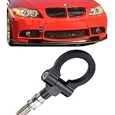 JGR Track Racing Style Tow Hook Towing Eye CNC Aluminum Screw On Front Rear Bumper Compatible with BMW 3 Series E36 E46 E90 E91 E92 E93 318 320 323 325 328 330 335 M3 1992 to 2012 Black