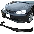 FREEMOTOR802® Front Bumper Lip Spoiler Air Dam Chin Splitter, Fits 2001-2003 Honda Civic Coupe Sedan, Exterior Underbody Lower Guard Trim Replacement Parts, Type-R Style Unpainted Black PP
