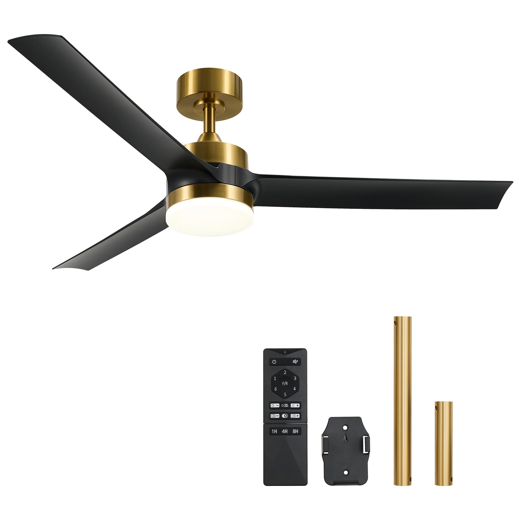 Photo 1 of VONLUCE Ceiling Fans with Lights, 52 Inch Ceiling Fan and Remote, with 3 Blades 6-Speeds Noiseless Reversible DC Motor, Modern Ceiling Fan for Farmhouse Bedroom Patio Indoor Outdoor, Black Gold