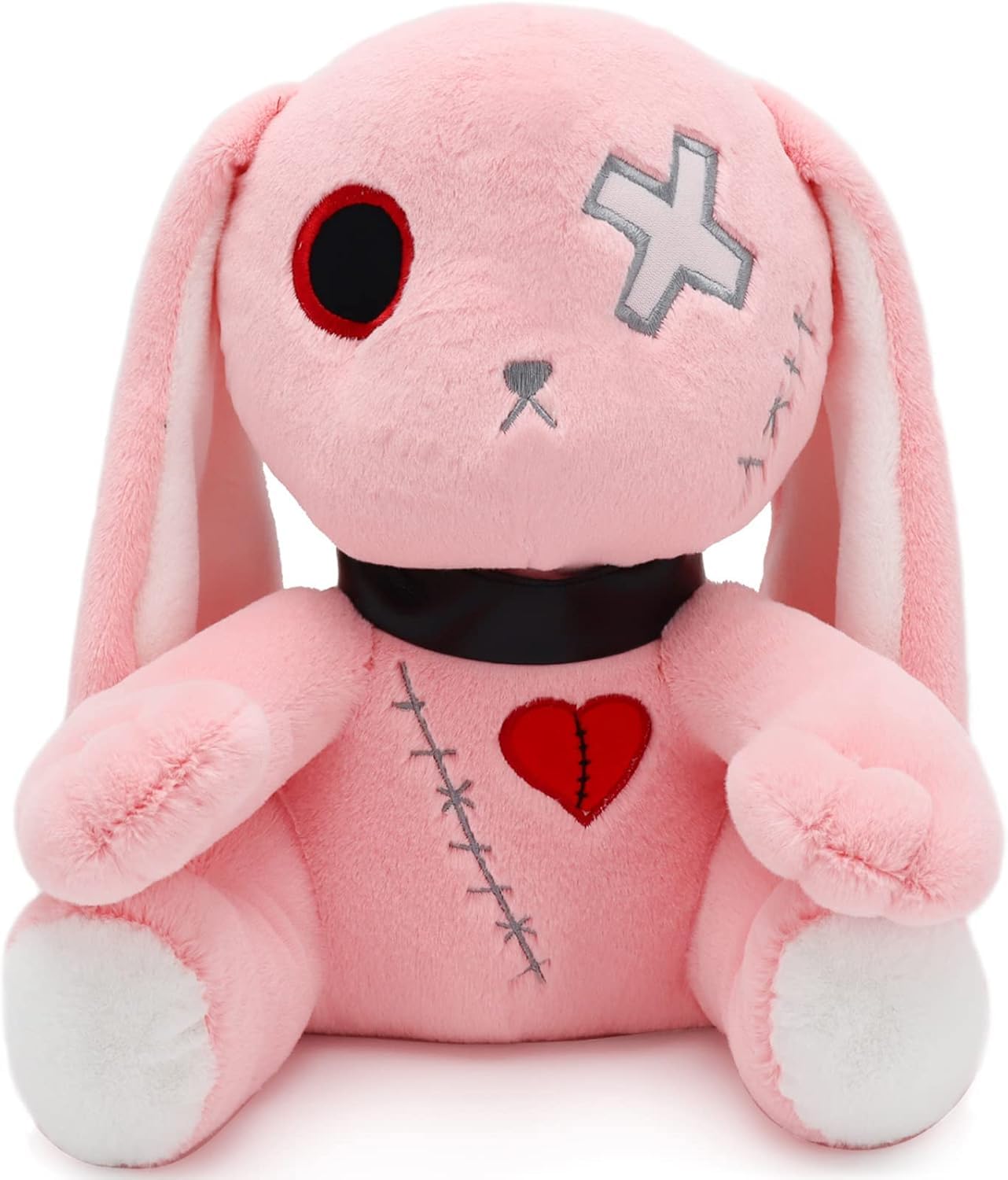 LVQING Rabbit Plush Doll, Crazy Plush Toy, Halloween Scary Rabbit Stuffed Animal Long Ears Standing Toy, Suitable for Fans Easter Christmas Birthday Gift. (9.8 in Pink)