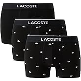 Lacoste mens Cotton Stretch Mini Croc Print Trunks, 3-pack (Amazon Exclusives)