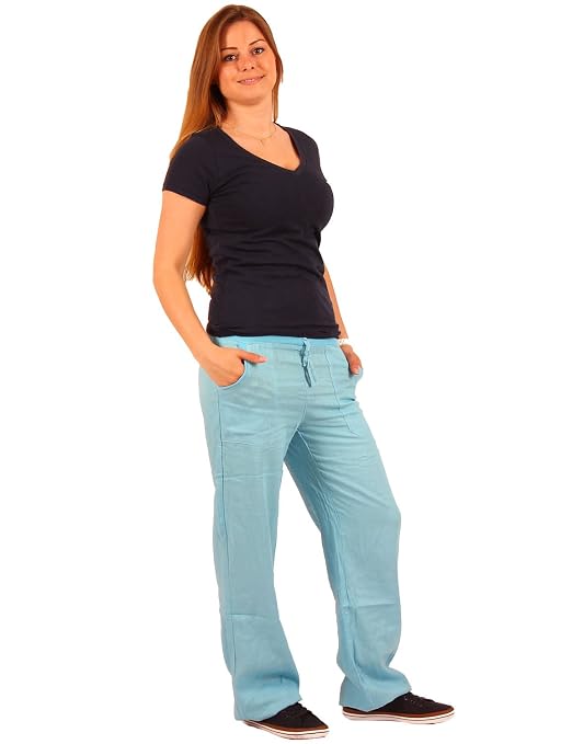 Opinioni per Pantaloni di lino da donna, elasticizzati, in