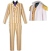 GWOKDAN Men Cosplay Costume Anime Uniform Yellow Suit Cloak Halloween Outfits Full Set
