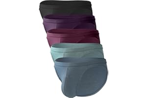 BAMBOO COOL Men's Bikini Underwear Soft Breathable Mens Bikini Briefs Tagless Mens Sexy Underwear with Contour Pouch 5 Pack