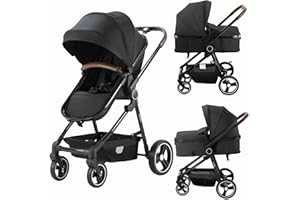 Arlifo Baby Stroller 2 in 1 Standard Bassinet Stroller Carriage Infant Toddler Girl Boy Coches para Bebes Modernos Lightweight Foldable Travel Stroller for Newborn Toddler Pram Convertible Stroller