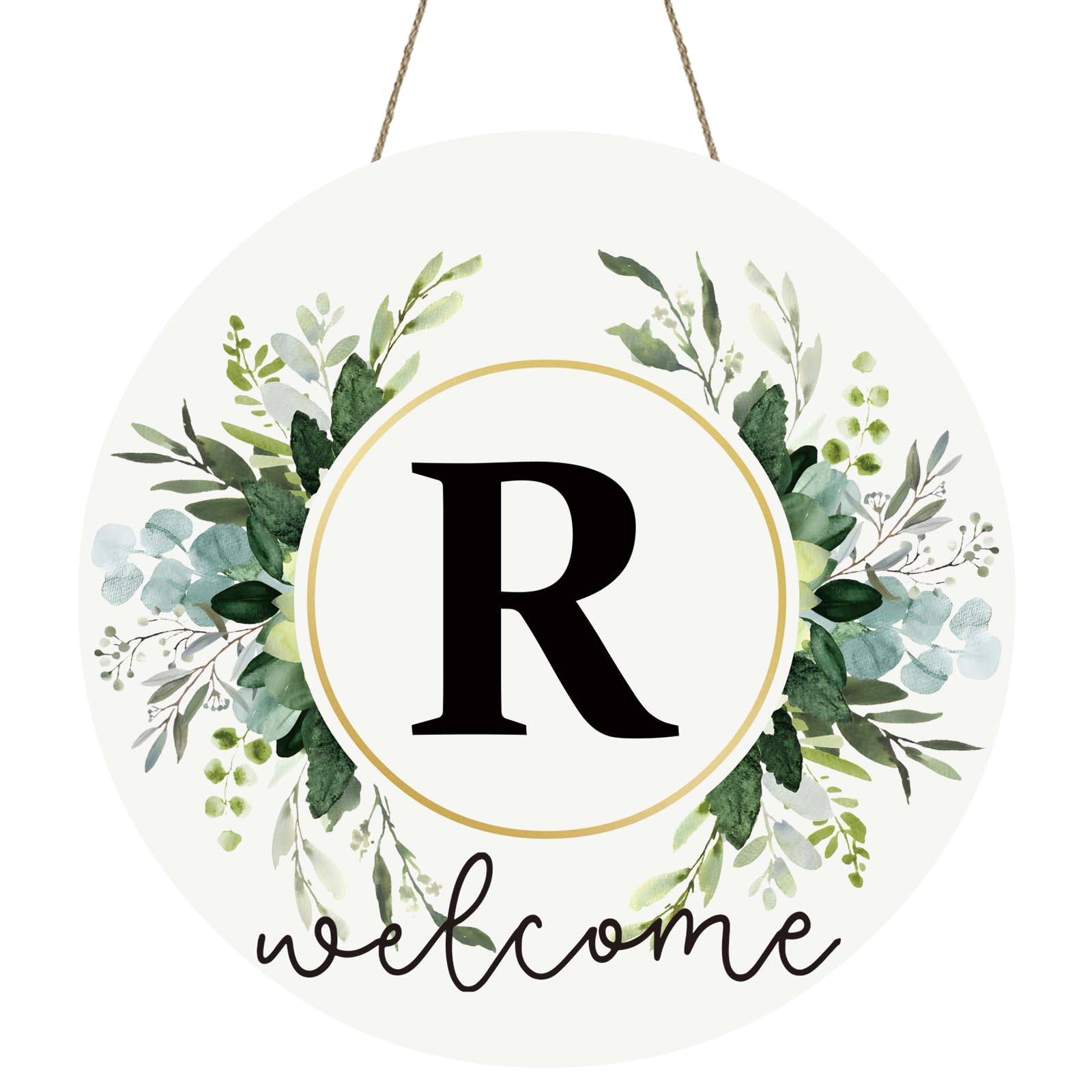 Photo 1 of Monogram Letter R Wreaths for Front Door Wreath Wooden Welcome Sign for Front Door Decor Floral Family Last Name Initial House Warming Spring Summer Porch Rustic Wall Home Kitchen Boho Decorations