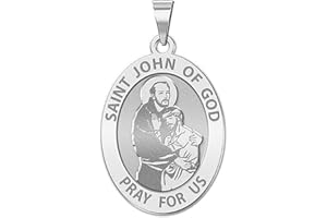 PicturesOnGold.com Saint John of GOD Religious Medal - 2/3 X 3/4 Inch Size of Nickel, Sterling Silver