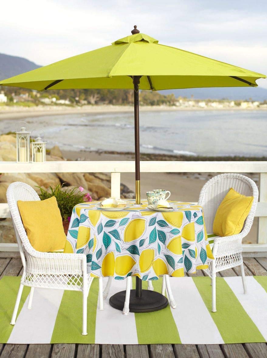 SUQ I OME Patio Outdoor Tablecloth with Umbrella Hole,Garden Tablecloth with Umbrella Hole and Zipper,Table Cloths for Host Backyard Parties, BBQs,Family Gatherings(Lemon,60'' Round with Zipper) — image 1
